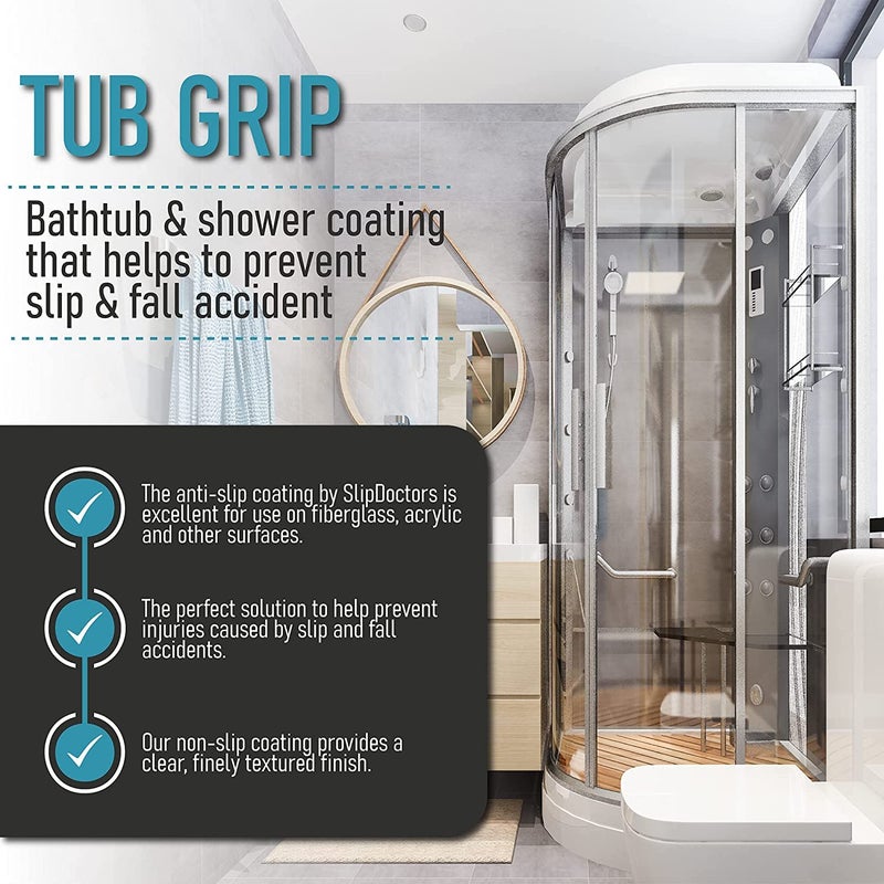 Slip Doctors Anti-Slip Bath & Shower Floor Solutions (2 Bottles) â€“ Tub Grip â€“ Barefoot Friendly Non-Slip Coating Fixes Slippery Fiberglass & Acrylic Showers & Tubs - Image 3